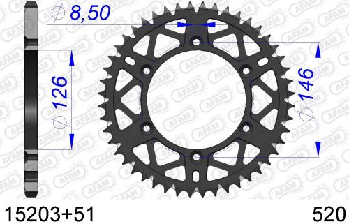 AFAM REAR ALU 51T, 520 AF51520351