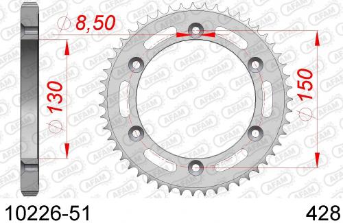 AFAM REAR STEEL 51T, 428 AF21022651