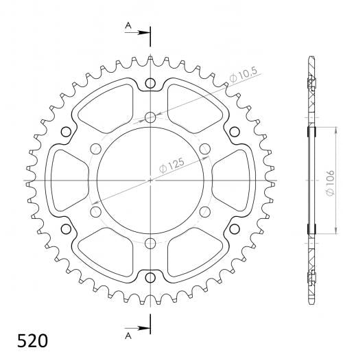 SUPERSPROX SUPERSPROX REAR STEALTH 45T, GOLD, 520 SU6201345G