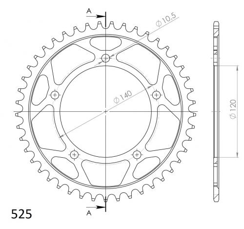 SUPERSPROX SUPERSPROX REAR STEEL 45T, BLACK, 525 SU4179245B