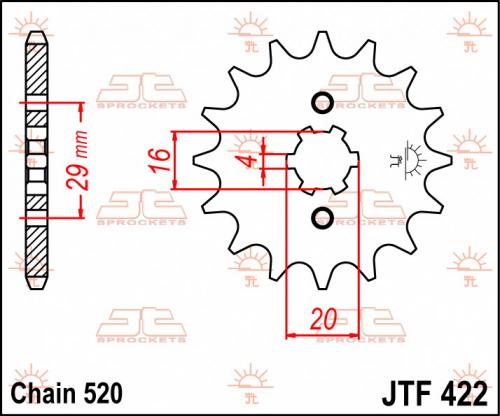 JT SPROCKETS FRONT STEEL 12T, 520 JTF042212