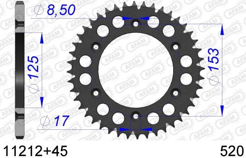 AFAM REAR ALU 45T, 520 AF51121245
