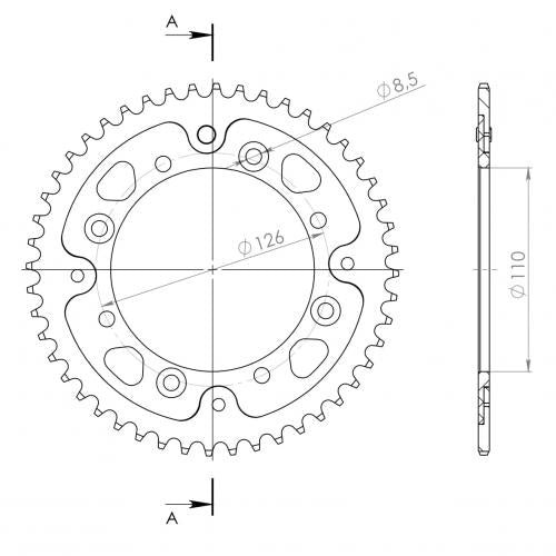 SUPERSPROX SUPERSPROX REAR ALU 48T, BLACK, 420 SU245548B