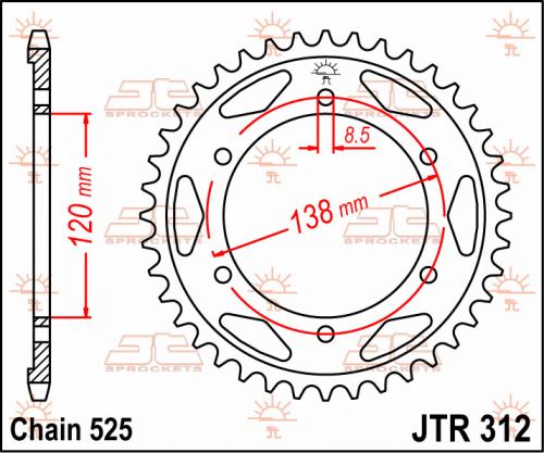 JT SPROCKETS REAR STEEL 40T, 525 JTR031240