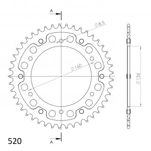 SUPERSPROX SUPERSPROX REAR STEALTH 44T, GOLD, 520 SU6544G