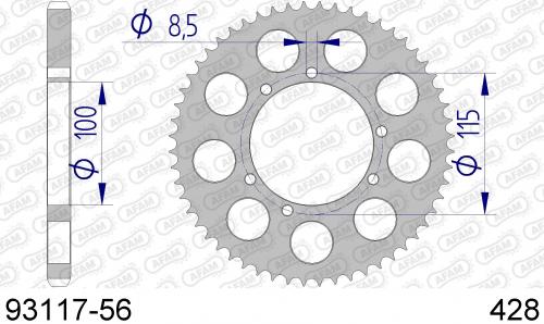 AFAM REAR ALU 56T, 428 AF59311756