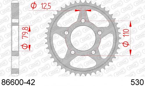 AFAM REAR STEEL 42T, 530 AF28660042