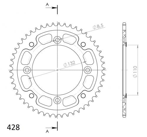 SUPERSPROX SUPERSPROX REAR ALU 50T, BLUE, 428 SU289850D