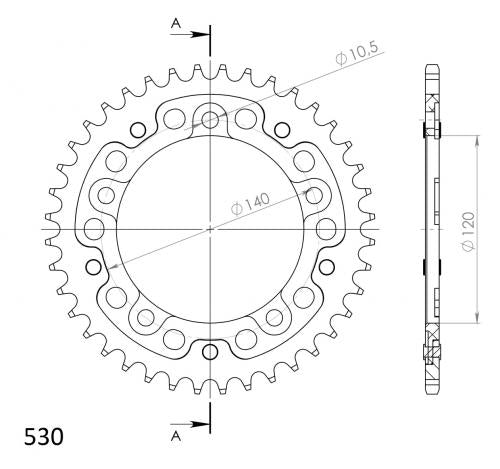 SUPERSPROX SUPERSPROX REAR STEALTH 40T, GOLD, 530 SU6180040G