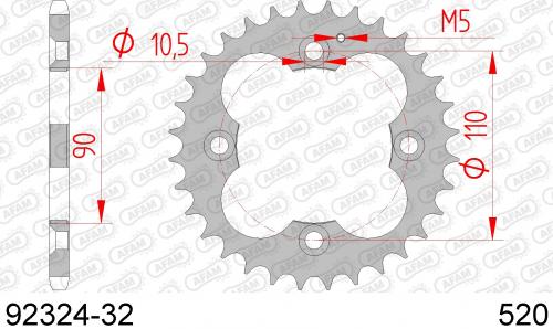 AFAM REAR STEEL 32T, 520 AF29232432