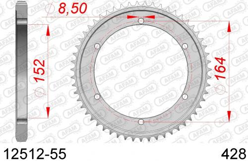 AFAM REAR STEEL 55T, 428 AF21251255