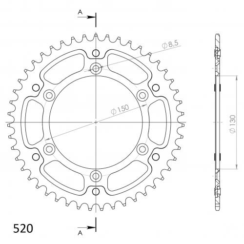 SUPERSPROX SUPERSPROX REAR ALU 47T, BLUE, 520 SU224547D