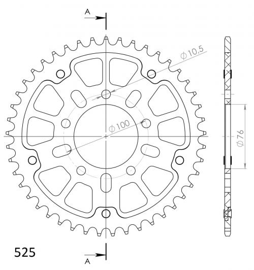 SUPERSPROX SUPERSPROX REAR STEALTH 45T, GOLD, 525 MARCHESINI/