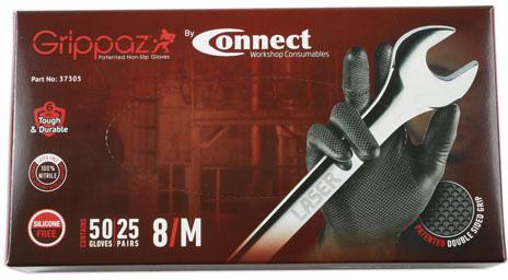 LASER TOOLS GRIPPAZ MEDIUM BLACK NITRILE GLOVES