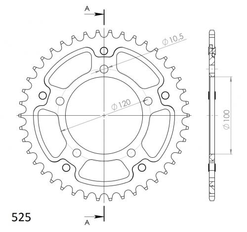 SUPERSPROX SUPERSPROX REAR ALU 41T, BLACK, 525 SU270241B
