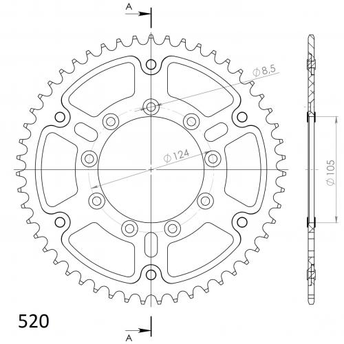 SUPERSPROX SUPERSPROX REAR ALU 50T, BLUE, 520 SU215150D