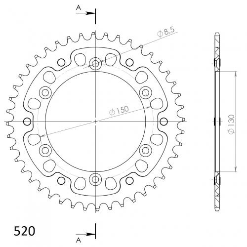 SUPERSPROX SUPERSPROX REAR STEALTH 44T, GOLD, 520 SU624544G