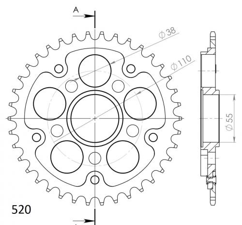 SUPERSPROX SUPERSPROX REAR STEALTH 39T, RED, 520 SU673639R