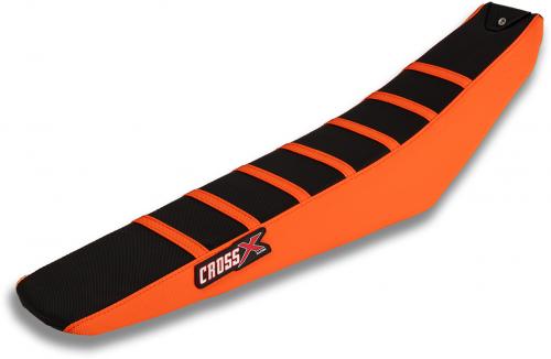 CROSS X SEAT COVER ADV W/STRIPES BLK ORANGE ORANGE
