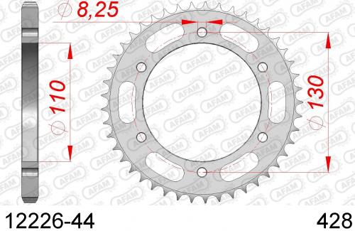 AFAM REAR STEEL 44T, 428 AF21222644