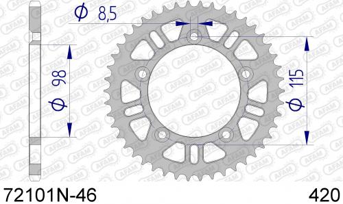 AFAM REAR ALU 46T, 420 AF572101N46