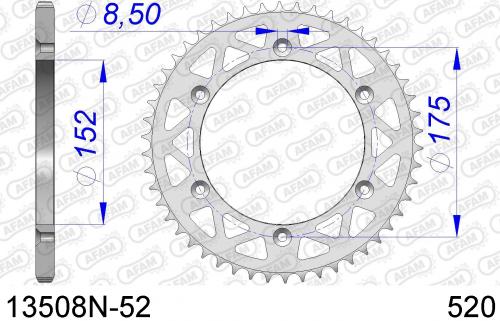 AFAM REAR ALU 52T, 520 AF513508N52