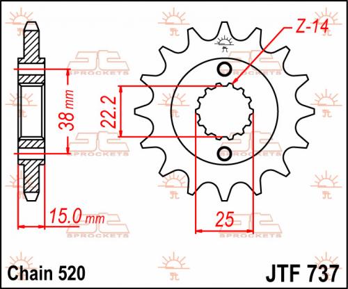 JT SPROCKETS 737-15 FRONT SPROCKET