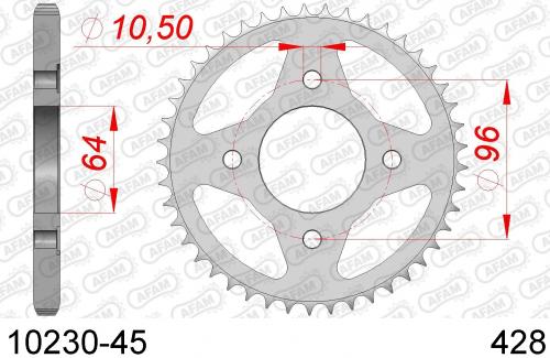 AFAM REAR STEEL 45T, 428 AF21023045