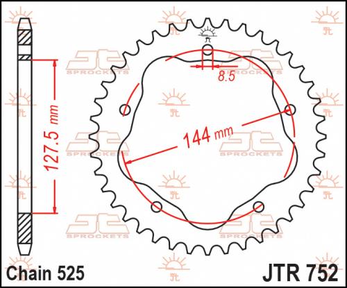 JT SPROCKETS 752-36 REAR SPROCKET