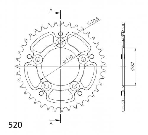 SUPERSPROX SUPERSPROX REAR STEALTH 39T, GOLD, 520 SU682339G