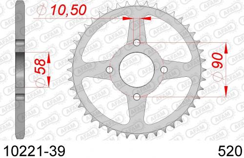 AFAM REAR STEEL 39T, 520 AF21022139