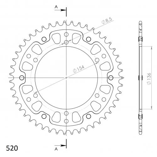 SUPERSPROX SUPERSPROX REAR STEALTH 47T, GOLD, 520 SU6151547G