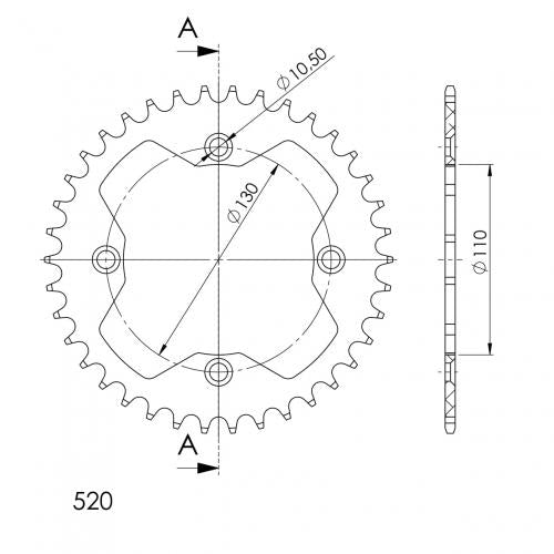 SUPERSPROX SUPERSPROX REAR ALU 38T, RED, 520 SU2135038R