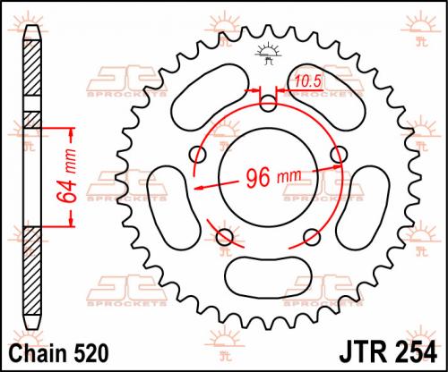 JT SPROCKETS REAR STEEL 37T, 520 JTR025437