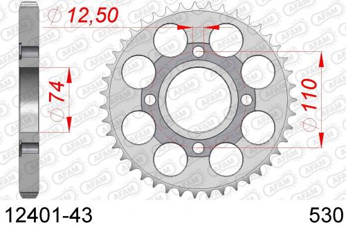 AFAM REAR STEEL 43T, 530 AF21240143