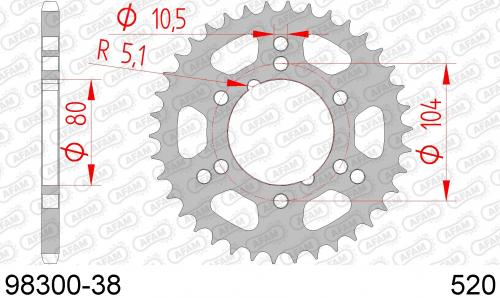 AFAM REAR STEEL 38T, 520 AF29830038