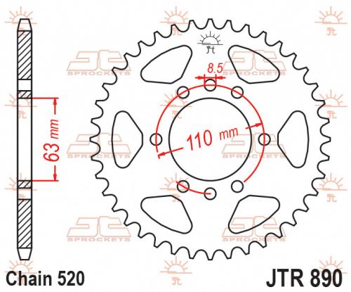 JT SPROCKETS 890-45 REAR SPROCKET