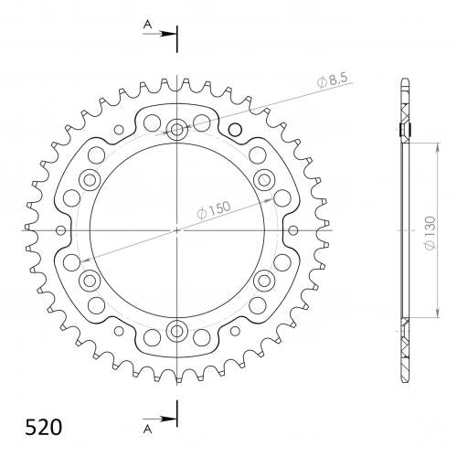 SUPERSPROX SUPERSPROX REAR ALU 43T, SILVER, 520 SU224543S