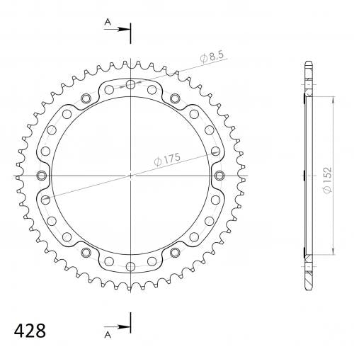 SUPERSPROX SUPERSPROX REAR ALU 53T, BLUE, 428 SU283953D