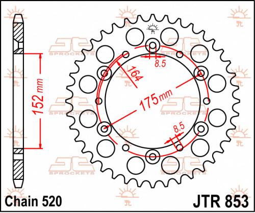 JT SPROCKETS REAR STEEL 40T, 520 JTR085340