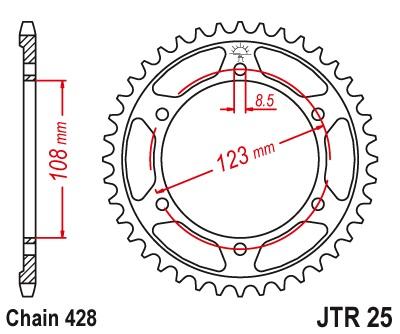 JT SPROCKETS REAR STEEL 60T, 428