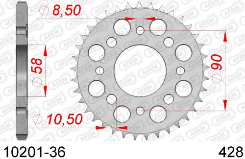AFAM REAR STEEL 36T, 428 AF21020136