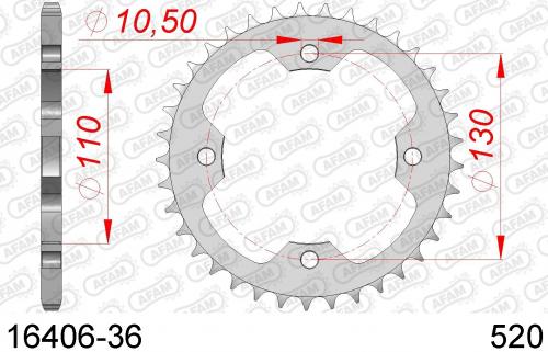 AFAM REAR STEEL 36T, 520 AF21640636