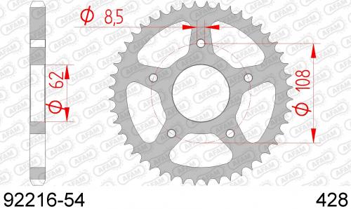 AFAM REAR STEEL 54T, 428 AF29221654