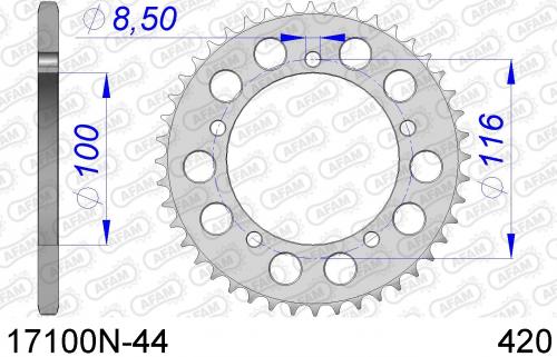 AFAM REAR ALU 44T, 420 AF517100N44