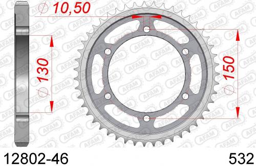 AFAM REAR STEEL 46T, 532