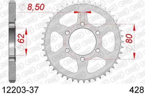 AFAM REAR STEEL 37T, 428 AF21220337