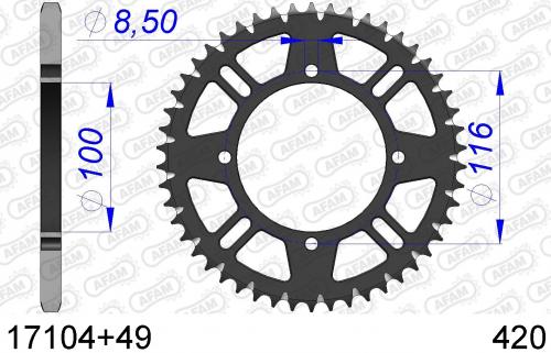 AFAM REAR ALU 49T, 420 AF51710449