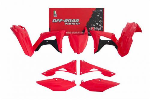 RTECH PLASTICS KIT 6 PC W/AIRB COV HONDA RED-BLACK