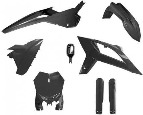 RTECH PLASTIC KIT MOTOCROSS 7 PCS BLACK